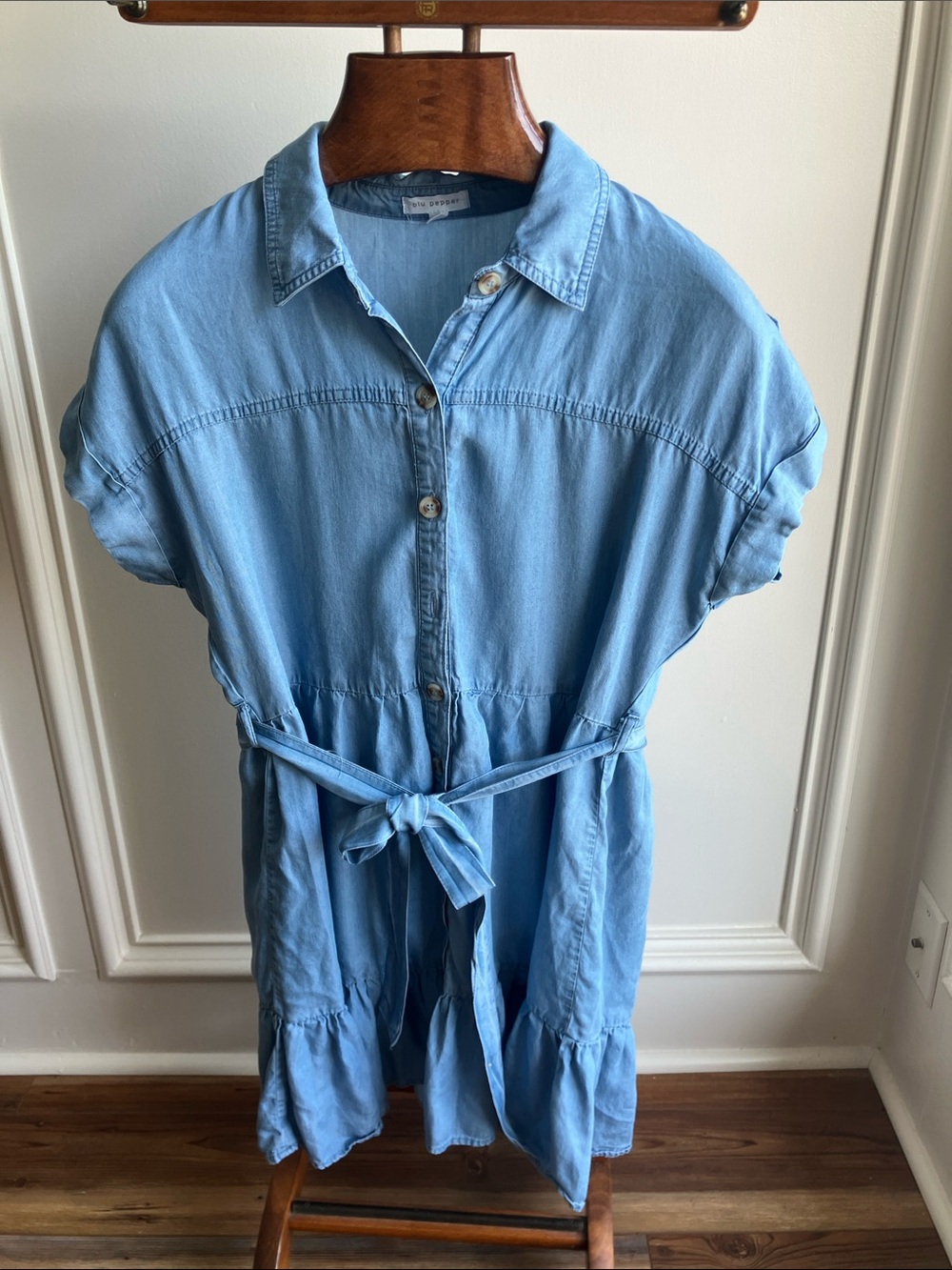 Blu Pepper Light Blue Denim-Look Shirt